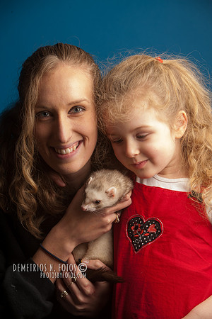 Mom,daughter and pet ferret