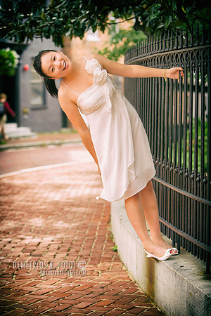 Bride by the Governors Mansion fence