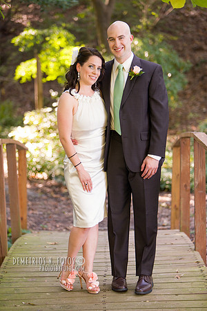 Bride and Groom on a bridge