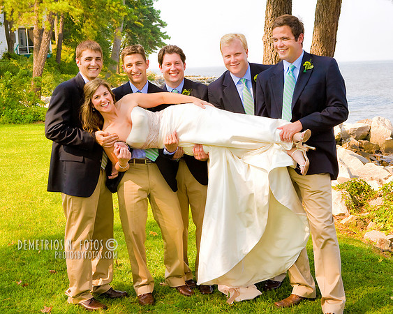 Grooms men and the bride