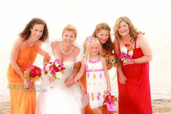 Brides maids posing by beach